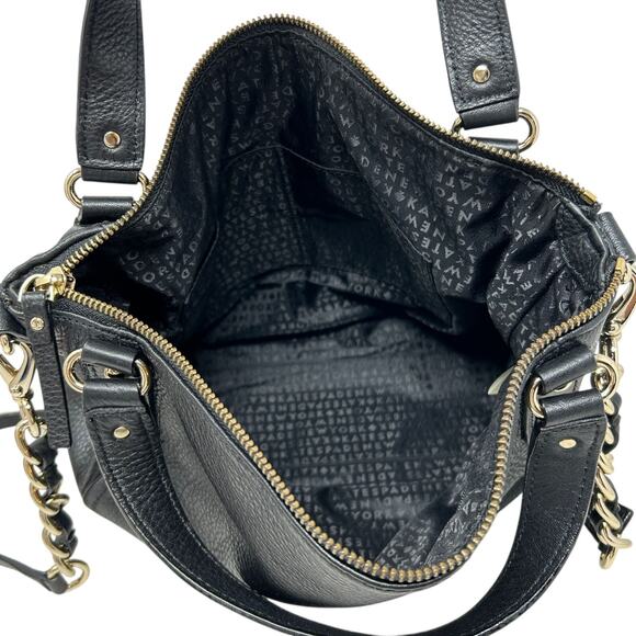 Kate Spade Black Leather Satchel Pine Street Kori Gold Chain Strap & Top Handle - Picture 11 of 16